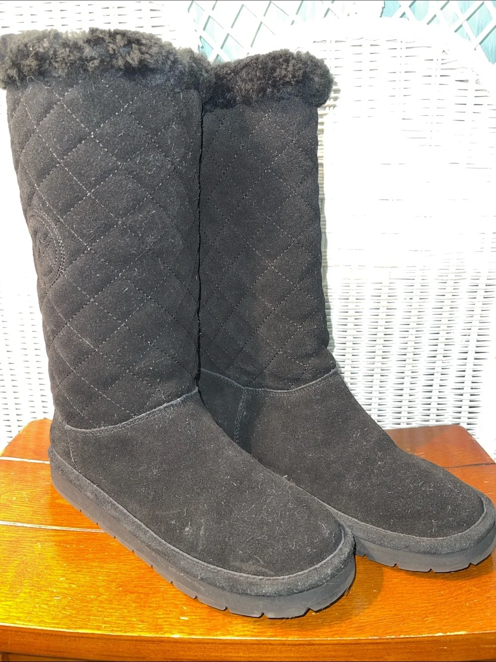 Michael Kors Black Shearling fully lined Tall Warm Winter Boots size 8